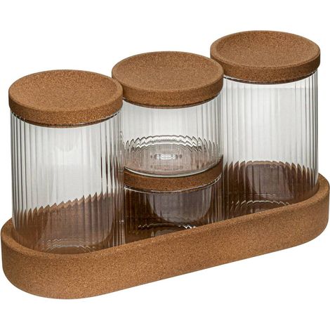 Set di 4 organizer per bicchieri con supporto in sughero - 5five (1/5)