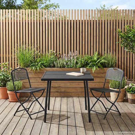 Gartenmöbel Set 3 pcs Anthrazit Eisen und Stahl (1/5)