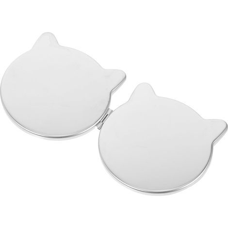 Specchio da tasca in acciaio inox con motivo gatto, specchio compatto per il trucco, accessorio portatile per ritocchi di bellezza e viaggi (1/5)