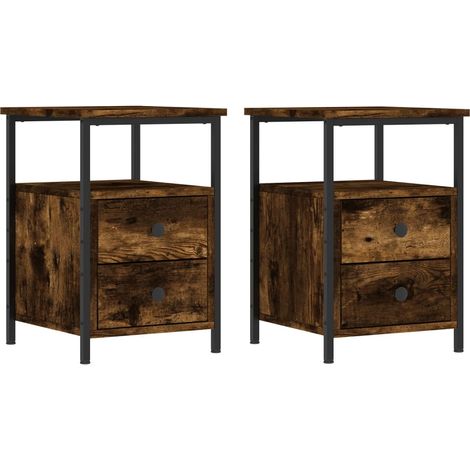 Maison Exclusive - Comodini 2 pz Rovere Fumo 34x35,5x50 cm in Legno Multistrato