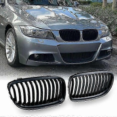 Calandre centrale avant noire mate pour BMW E90 E91 323i, 325i, 328i, 330i et 335i 4 portes (2009-2011). (1/4)