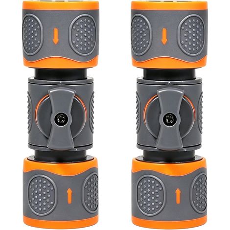2 Pieces Hose Connectors Double Quick Connection, Connector with Stop Valve, Waterproof Hose Connection for 1/2 Inch Hose for Car Garden Hose Kitchen Laundry and Cleaning (1/5)