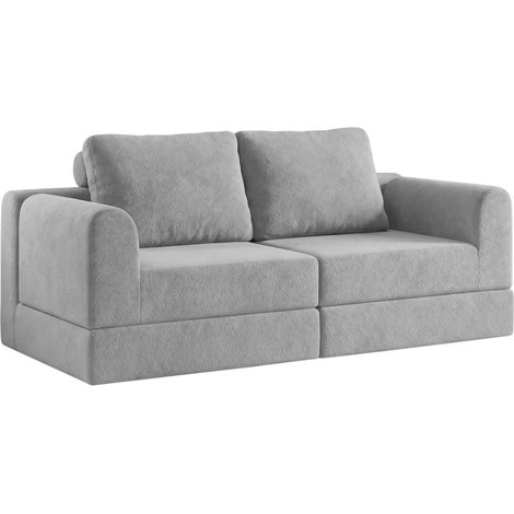 Sofá cama tipo banco convertible de 1 a 2 plazas, plegable y ahorra espacio para salón, espuma pura, tela gris (1/5)