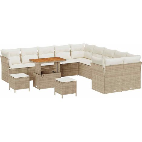 Maison Exclusive - Set Divano da Giardino con cuscino 13 pcs beige e panna