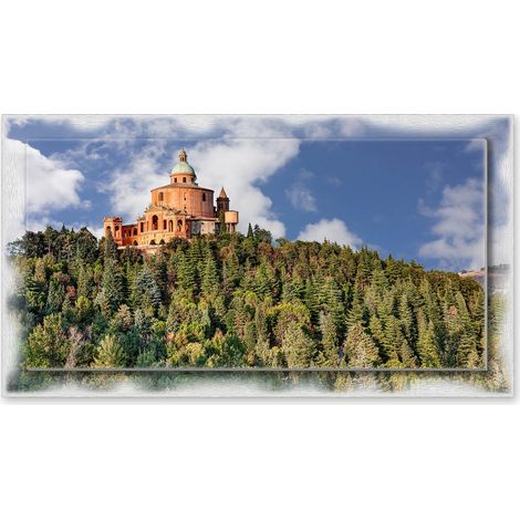 Lupia - Quadro moderno su Tela con Cornice stampata NEWEXT 75x135 cm, paesaggi localismi italiani, per casa soggiorno capezzale camera da letto hotel ufficio, BOLOGNA SANTUARIO MADONNA DI S. LUCA (1/4)