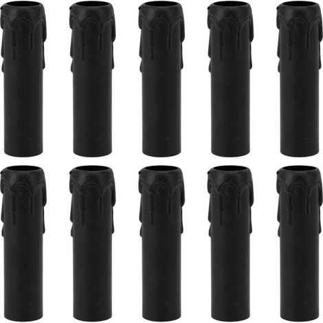 E14 Kerzenhalter-Abdeckung mit Wachstropfen-Design, 10er-Pack, zum Ersetzen und Dekorieren von Kronleuchtern und Kandelabern (Schwarz) (1/4)