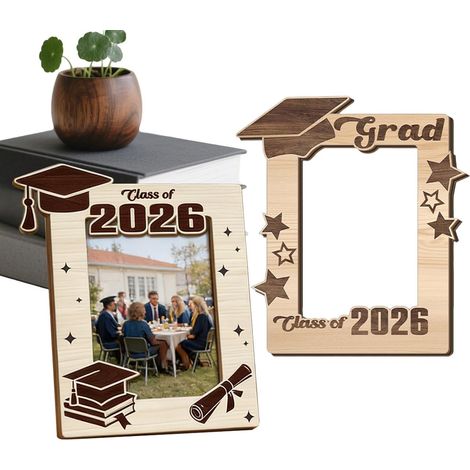 Cadre de fin d'études 2026 Présentation Murale en Bois Cadre photo 8,9 x 12,7 cm pour les diplômés 2026 pour Étudiants Lycée Université Baccalauréat Bibliothèque Table de Nuit (1/5)