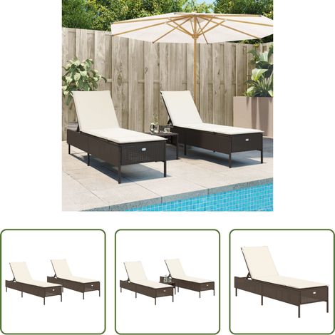 Chaise longue confortable - Chaises longues avec coussins lot de 2 marron résine tressée (1/5)