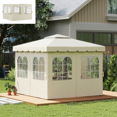 Panneaux latéraux pour pavillon de jardin, 4 panneaux latéraux avec fermeture éclair, pavillon de 3 x 3 m, blanc crème