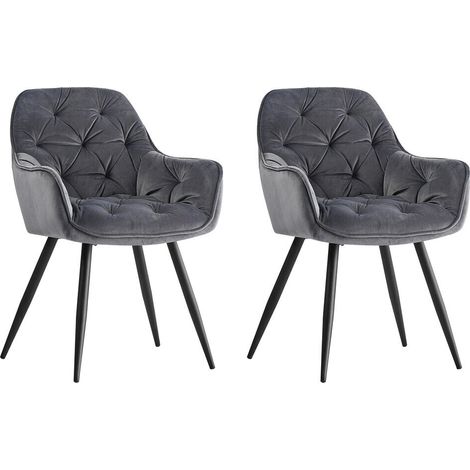 AINPECCA Dining Chairs Velvet Padded Seat Metal Legs Kitchen Chair Home Office(Grey,2PCS) (1/5)