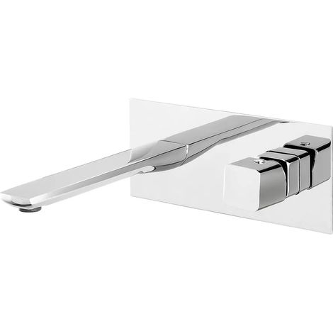Miscelatore lavabo a muro in ottone con manopola e canna 20 cm Lotus (1/3)