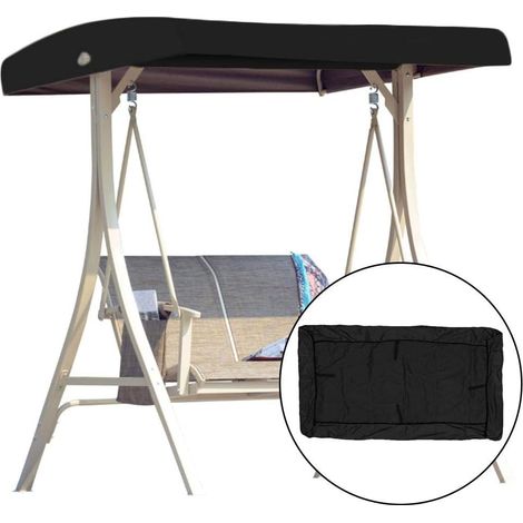 Toit De Balançoire - Tissu Oxford 210D Imperméable Et Anti-UV - Pour Balançoire De Jardin 2 Ou 3 Places - 191 X 120 Cm - Gris Crème (1/5)