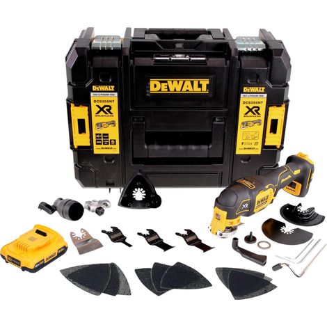 Multitool a batteria DeWalt DCS 356 NT 18 V Brushless + 1 batteria da 2,0 Ah + 20 accessori + TSTAK - senza caricabatterie (1/5)