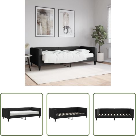 Schlafsofa - Tagesbett mit Matratze Schwarz 90x190 cm Stoff (1/5)