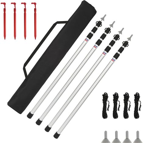 Jiubiaz 4 piezas postes telescópicos para tienda 88–234 cm, mástil de toldo de aluminio