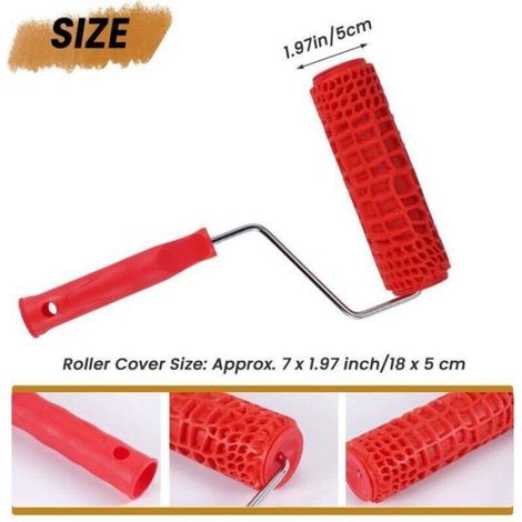 Rouleau à peinture – 7 pouces motif crocodile – Pour décoration murale et bois – Rouge (1/4)