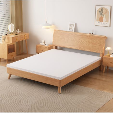 Matelas 120x200 cm en mousse froide 7 zones H3, housse lavable Oeko-Tex, ergonomique avec poignées, 5 cm d'épaisseur, blanc, pour lit double CHICFURN (1/5)