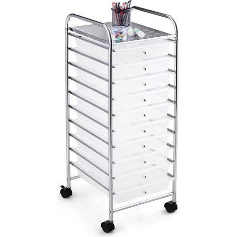 10 Drawers Storage Trolley Mobile Rolling Utility Cart Home Office Organizer (1/5)