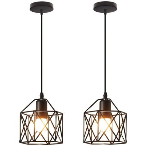 royaluxe- (2X) Lampe À Suspension Moderne Noire Suspension Luminaire En Métal Rétro Plafonnier D'Intérieur Pour Chambre À Coucher, Café Et Bar (1/5)