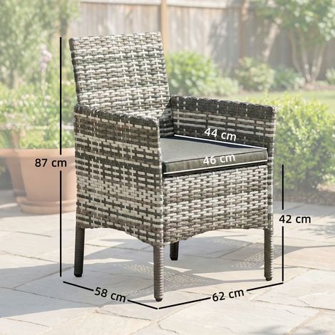 Ensemble de 2 chaises de jardin, mobilier de jardin en polyrotin avec 2 fauteuils, coussins amovibles, structure en acier, gris (1/5)