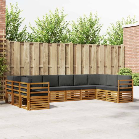 Ecksofa Set 10 pcs Natur und Anthrazit Massivholz Akazie