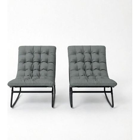 Lot de 2 fauteuils balancelle de jardin en tissu respirant, avec coussins épais et structure acier, assise stable pour terrasse, balcon ou véranda CHICFURN (1/5)