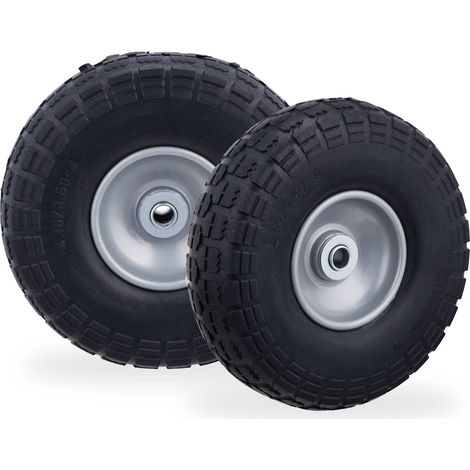 Lot de 2 roues de diable increvables 26 x 8,5 cm confort de mobilité acier noir (1/4)