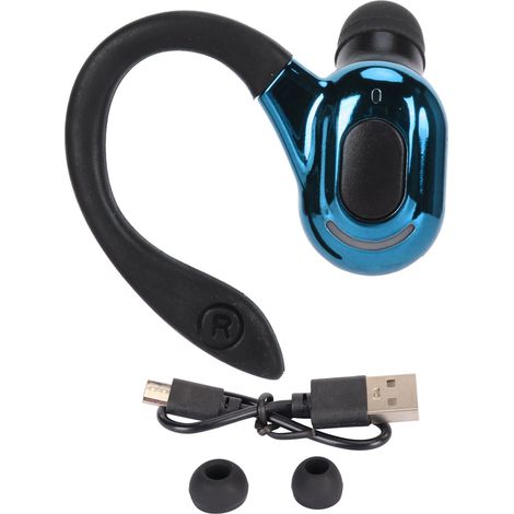 Casque Bluetooth 5.2 Mono avec Réduction de Bruit, Son Stéréo HD, Étanche IPX4, Appels Clairs, Noir et Bleu (1/5)