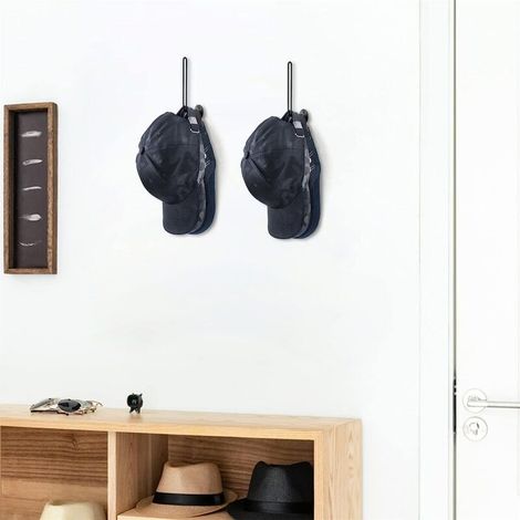 Porte Casquette Range Casquette Mural Porte Chapeau, 2 Pièces Rangement Casquette Organisateur de Support pour Casquette Baseball, Crochets Chapeaux Support pour Perruque Casque (1/3)