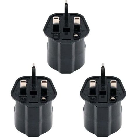 UlisemEU vers UK/HK/Singapour/UAE/KSA Adaptateur avec Fusible 13A et Obturateur de Sécurité, 2 Broches DE/FR/IT/ES Connecteur Européen Converti à UK 3 Broches (3 Pièce, Noir) (1/4)