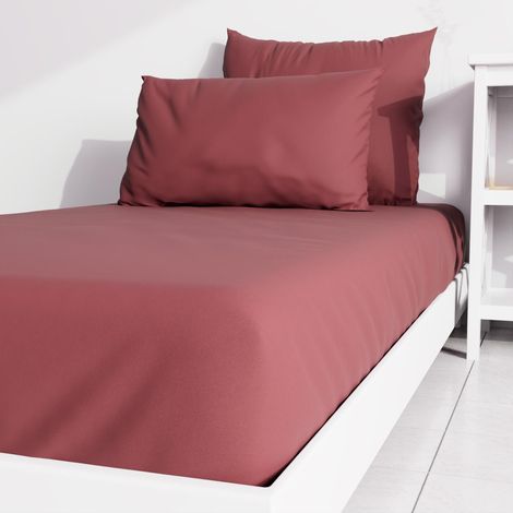 Drap housse uni 90x190 cm ZZZ rouge (1/2)