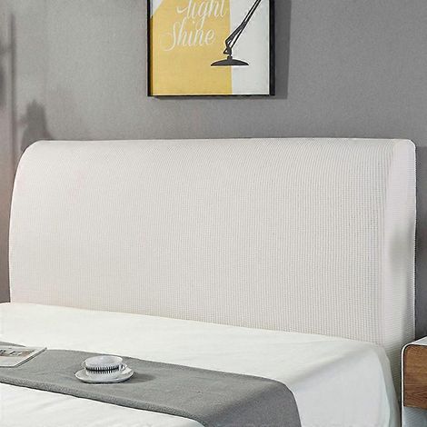 Housse de tête de lit extensible, grise, compatible avec les têtes de lit de 200 cm de hauteur. Protection anti-poussière décorative pour le chevet. Convient à la plupart des têtes de lit. (1/5)