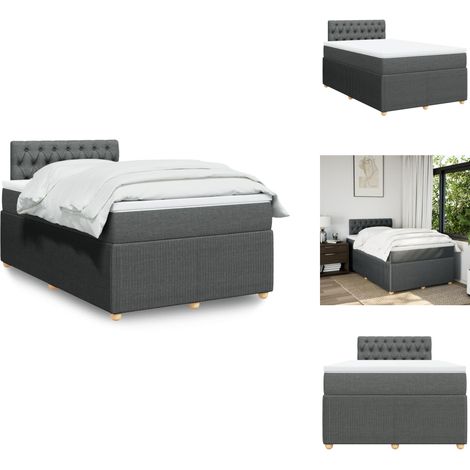 Sommier à lattes de lit avec matelas gris foncé 120x190cm tissu - Sommier À Lattes De Lit - Sommiers À Lattes De Lit - Lit - Meuble De Chambre À Coucher (1/5)