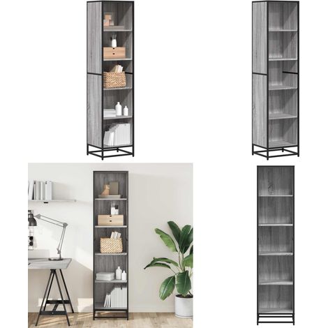 vidaXL Bücherregal Grau Sonoma 40x35x170,5 cm Holzwerkstoff (1/5)
