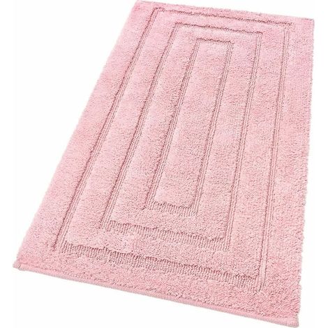 Tapis de Bain en Pur Coton Tapis de chevet Elégant et Luxueux Antidérapant Rose - 60x40 cm (1/5)