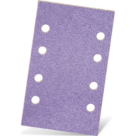 MENZER Purple HD Carte abrasive velcrate, 133 x 80 mm, 8 fori, p. Levigatrici orbitali, Miscela di ceramica (50 Pz.) G100 (1/5)