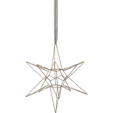 Hängender 3D Metallstern Lizzy 60 LEDs mehrzackig silber Ø 47cm (1/4)