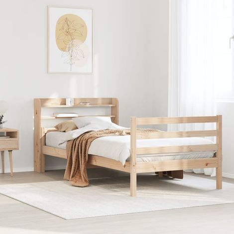 Estructura de cama con cabecero madera maciza de pino 90x200 cm vidaXL (1/5)