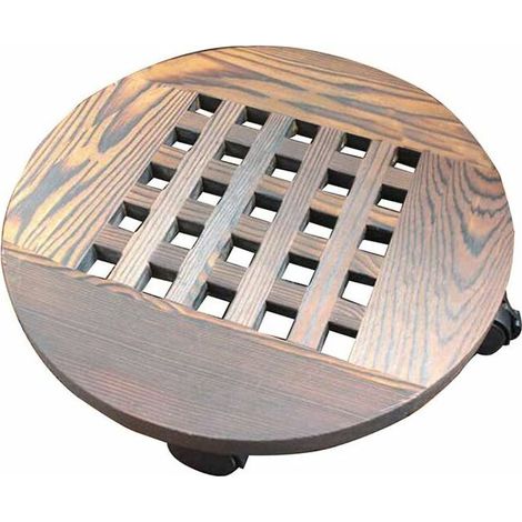 Wooden Plant Stand - Round Solid Wood Flower Pot Base with Wheels, Mobile Flower Stand Base with Wheel Plant Flower Pot Stand Caddy(25)