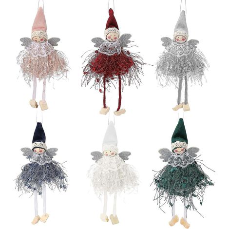lot De 6 Ornements Suspendus En Forme D'ange Pour Le Sapin De Nol, La Chemine, La Fentre Ou Le Coffret Cadeau