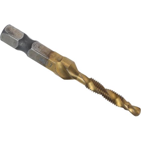 Foret à tarauder M4 en titane pour bois, embout hexagonal, filetage métrique. (1/5)