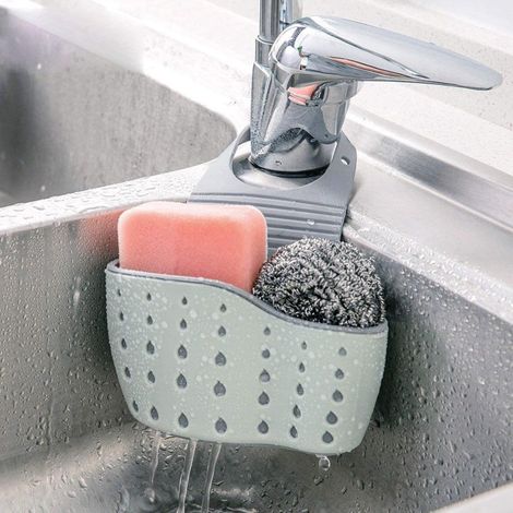 Égouttoir à vaisselle, égouttoir pour éponge à savon, double, organisateur de cuisine, bleu-AquaForge (1/5)