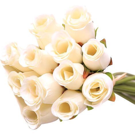 Bouquet De Roses Artificielles En Soie Blanches Pour Mariage Et Décoration Intérieure Lot De 1 (1/2)