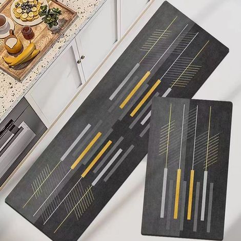 Tapis de cuisine absorbant antidérapant anti-graisse facile à nettoyer tapis de bain salle de bain paillasson d'entrée (60180 cm)