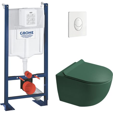 Rapid SL pack WC bâti autoportant + WC suspendu sans bride Ceramia PixL avec abattant SoftClose + plaque (GRRCEPXGEMT01FR-FS)