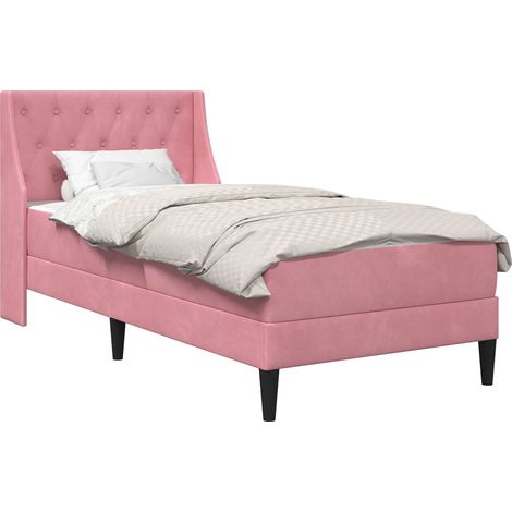 Bed Frame with Mattress with Mattress Pink 80 x 200 cm Velvet vidaXL (1/5)