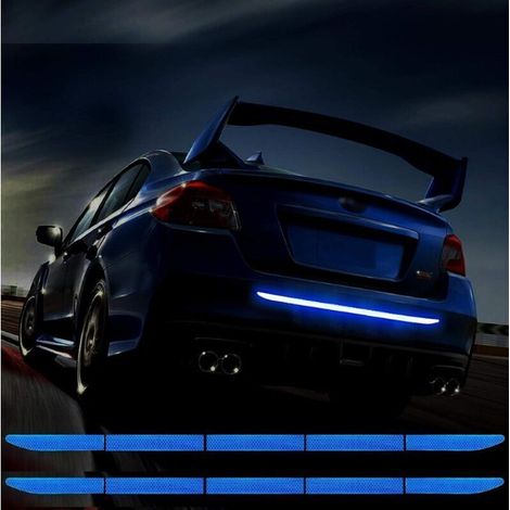 (Bleu)2 ensembles 5 Pièces 90 cm Bande Réfléchissante Forte Autocollant Réfléchissant Haute Résistance Imperméable De Qualité Diamant Autocollant De Sécurité Universel Coffre De Voiture