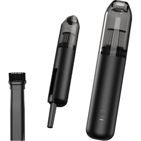 Akku-Handstaubsauger fürs Auto, starke Saugkraft, Epilierer und Staubauffangbehälter, USB-aufladbar, geeignet für Zuhause und Auto (Schwarz)