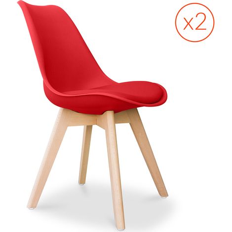 Lot von 2 Denisse stühle mit Kissen Skandinavisches design - Kunststoff Rot (1/4)