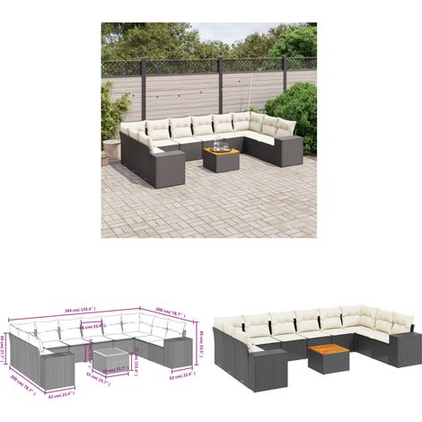 Salon de jardin 11 pcs avec coussins noir résine tressée - Ensemble Salon De Jardin - Meuble Extérieur - Jardin Design - Mobilier De Jardin - Chaise Lounge - Home & Living (1/3)